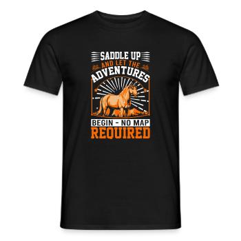 Schwingen Sie sich in den Sattel und lassen Sie die Abenteuer beginnen - keine Karte mehr - Männer T-Shirt - Schwarz - Vorne - AI Model Male 178 light (178cm)