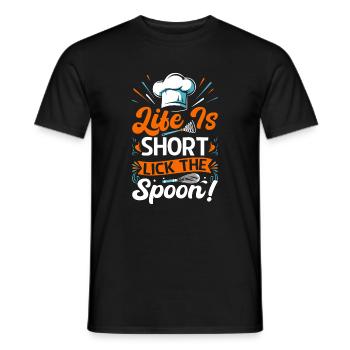 Life is short - lick the spoon! - Men's T-Shirt - black - Front - AI Model Male 178 light (178cm)