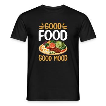 Gutes Essen = Gute Laune. - Männer T-Shirt - Schwarz - Vorne - AI Model Male 178 light (178cm)