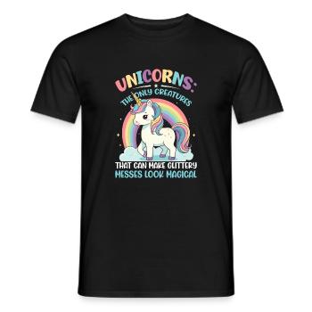 Einhörner: Die einzigen Lebewesen, die Glitzer erzeugen können - Männer T-Shirt - Schwarz - Vorne - AI Model Male 178 light (178cm)