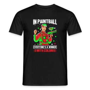 In paintball, everyone’s a winner – with color! - Men's T-Shirt - black - Front - AI Model Male 178 light (178cm)