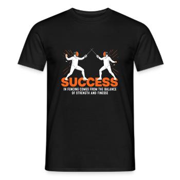 Le succès de l’escrime vient de l’équilibre des forces - T-shirt homme - noir - Devant - AI Model Male 178 light (178cm)