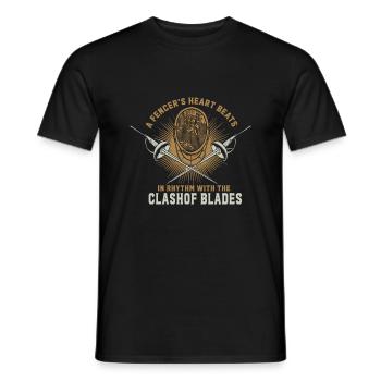 A fencer’s heart beats in rhythm with the clash of - Men's T-Shirt - black - Front - AI Model Male 178 light (178cm)