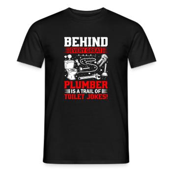 Hinter jedem großen Klempner verbirgt sich eine Spur von Toilette - Männer T-Shirt - Schwarz - Vorne - AI Model Male 178 light (178cm)