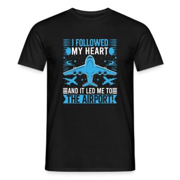J’ai suivi mon cœur, et il m’a conduit à l’aéroport ! - T-shirt homme - noir - Devant - AI Model Male 178 light (178cm)