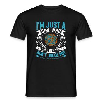 Je suis juste une fille qui aime sa laine - ne me juge pas - T-shirt homme - noir - Devant - AI Model Male 178 light (178cm)