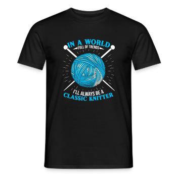 In einer Welt voller Trends werde ich immer ein Classi sein. - Männer T-Shirt - Schwarz - Vorne - AI Model Male 178 light (178cm)