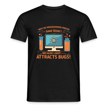 Why do programmers prefer dark mode? Because light - Men's T-Shirt - black - Front - AI Model Male 178 light (178cm)