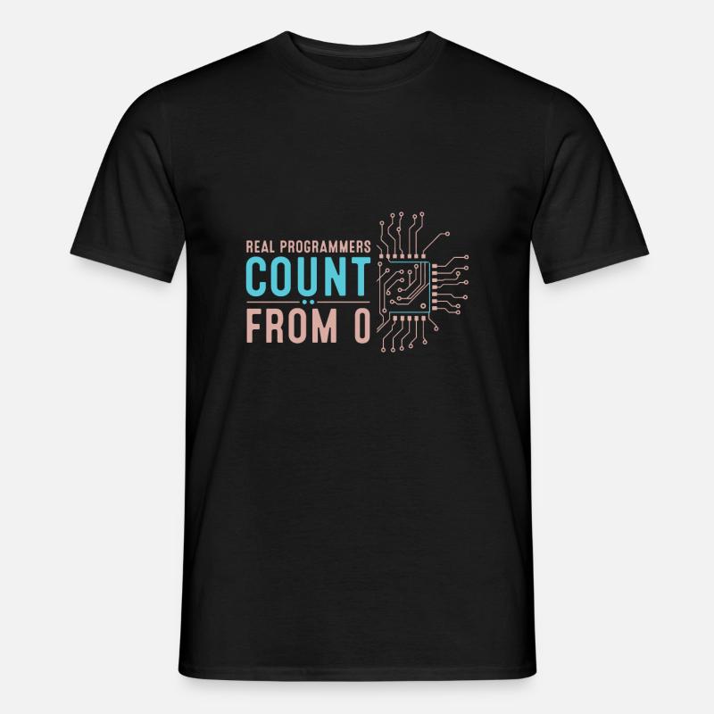 Echte Programmierer zählen bei 0 - Männer T-Shirt - Schwarz