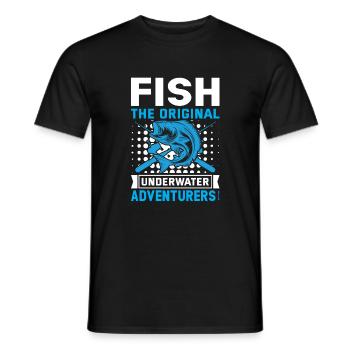 Fish: The original underwater adventurers! - Men's T-Shirt - black - Front - AI Model Male 178 light (178cm)