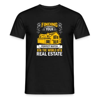 Finding your perfect match in the world of real es - Men's T-Shirt - black - Front - AI Model Male 178 light (178cm)