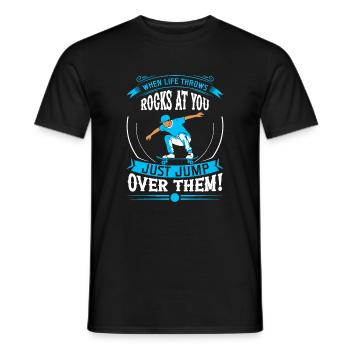 Wenn das Leben Steine nach dir wirft, springe einfach über sie - Männer T-Shirt - Schwarz - Vorne - AI Model Male 178 light (178cm)