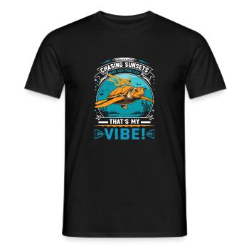 Chasing sunsets and sea turtles – that’s my vibe! - Men's T-Shirt - black - Front - AI Model Male 178 light (178cm)