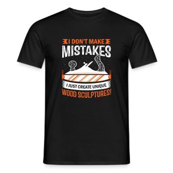Je ne fais pas d’erreurs ; Je crée simplement des bois uniques - T-shirt homme - noir - Devant - AI Model Male 178 light (178cm)