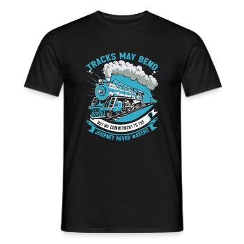 Gleise mögen sich biegen, aber mein Engagement für die Reise - Männer T-Shirt - Schwarz - Vorne - AI Model Male 178 light (178cm)