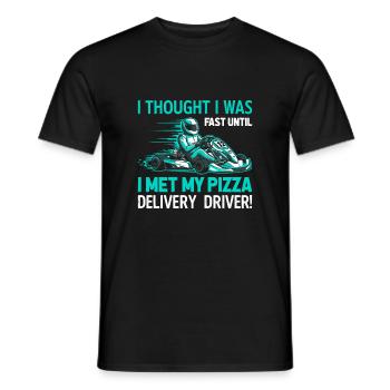 Ich dachte, ich wäre schnell, bis ich meinen Pizzalieferanten traf - Männer T-Shirt - Schwarz - Vorne - AI Model Male 178 light (178cm)