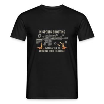 In sports shooting, every day is a good day to hit - Men's T-Shirt - black - Front - AI Model Male 178 light (178cm)