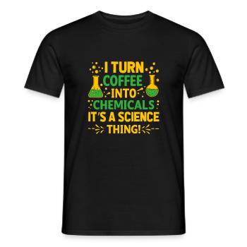 I turn coffee into chemicals – it’s a science thin - Men's T-Shirt - black - Front - AI Model Male 178 light (178cm)