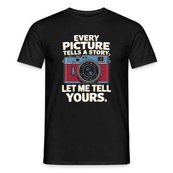 Chaque image raconte une histoire ; Laissez-moi vous raconter la vôtre. - T-shirt homme - noir - Devant - AI Model Male 178 light (178cm)