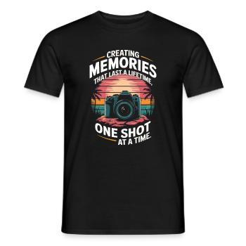 Erinnerungen schaffen, die ein Leben lang halten, mit einem Schuss - Männer T-Shirt - Schwarz - Vorne - AI Model Male 178 light (178cm)