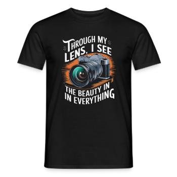À travers mon objectif, je vois la beauté dans tout. - T-shirt homme - noir - Devant - AI Model Male 178 light (178cm)