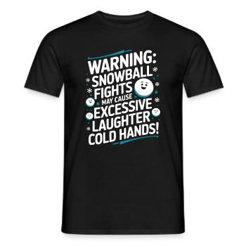 Avertissement : les batailles de boules de neige peuvent provoquer des rires excessifs - T-shirt homme - noir - Devant - AI Model Male 178 light (178cm)