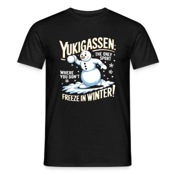 Yukigassen : le seul sport où l’on ne gèle pas - T-shirt homme - noir - Devant - AI Model Male 178 light (178cm)