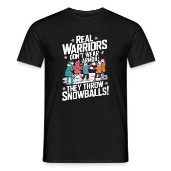 Les vrais guerriers ne portent pas d’armure ; Ils lancent des boules de neige - T-shirt homme - noir - Devant - AI Model Male 178 light (178cm)