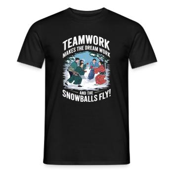 Teamwork macht den Traum wahr – und die Schneebälle - Männer T-Shirt - Schwarz - Vorne - AI Model Male 178 light (178cm)