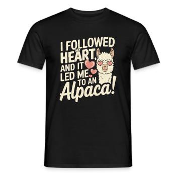 I followed my heart, and it led me to an alpaca! - Men's T-Shirt - black - Front - AI Model Male 178 light (178cm)