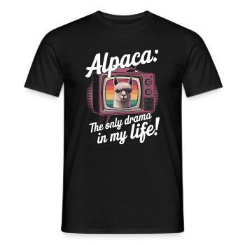 Alpaca: The only drama I need in my life! - Men's T-Shirt - black - Front - AI Model Male 178 light (178cm)