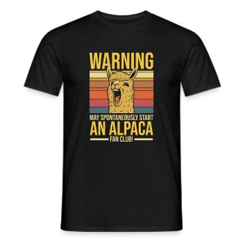 Warning: May spontaneously start an alpaca fan clu - Men's T-Shirt - black - Front - AI Model Male 178 light (178cm)