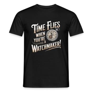 Die Zeit vergeht wie im Flug, wenn man ein Uhrmacher ist! - Männer T-Shirt - Schwarz - Vorne - AI Model Male 178 light (178cm)