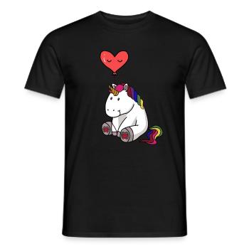 Einhorn mit Herzluftballon - Männer T-Shirt - Schwarz - Vorne - AI Model Male 178 light (178cm)