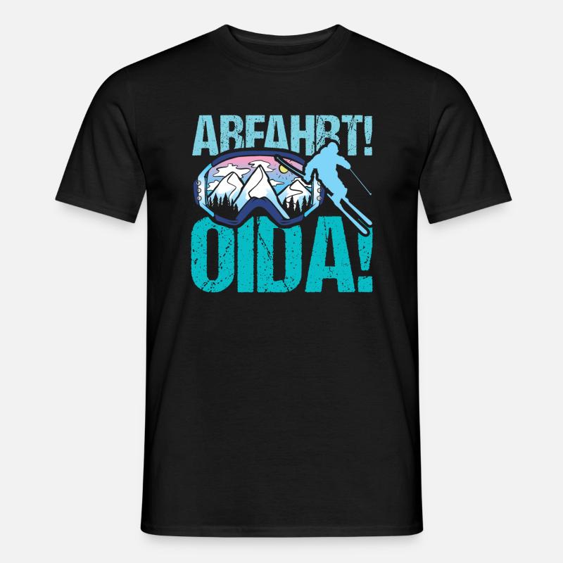 Abfahrt Ski - Männer T-Shirt - Schwarz