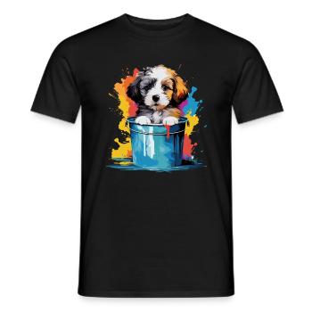 Niedlicher Hund Farbeimer für einen Hundebesitzer - Männer T-Shirt - Schwarz - Vorne - AI Model Male 178 light (178cm)