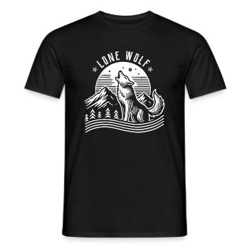 Vintage Lone Wolf T Shirt Howling Wolf Design - Men's T-Shirt - black - Front - AI Model Male 178 light (178cm)