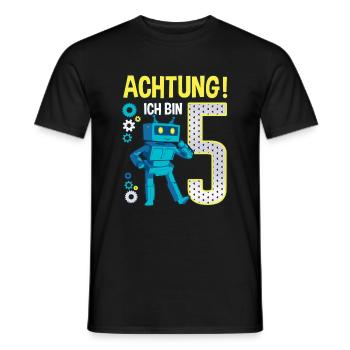 5. Geburtstag kleiner Roboter 5 Jahre alt Robotik - Männer T-Shirt - Schwarz - Vorne - AI Model Male 178 light (178cm)