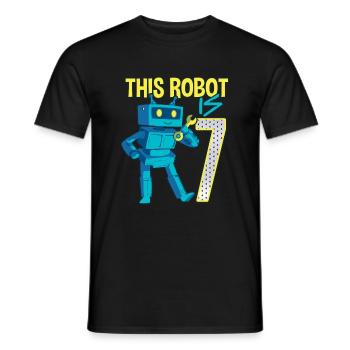 7ème anniversaire d’un petit robot de 7 ans - T-shirt homme - noir - Devant - AI Model Male 178 light (178cm)