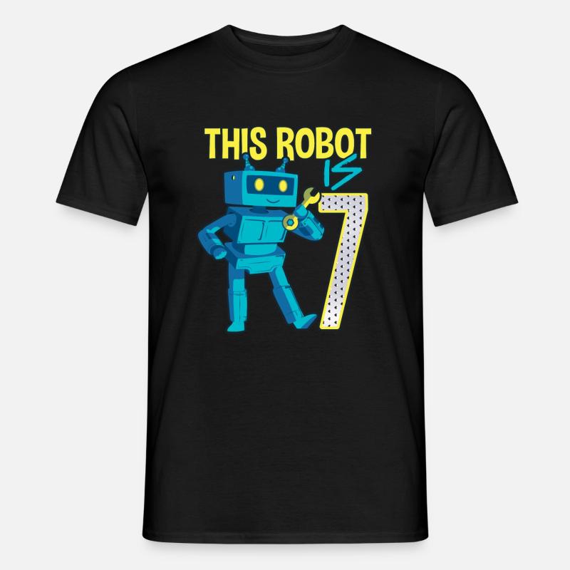 7. Geburtstag kleiner Roboter 7 Jahre alt Technik - Männer T-Shirt - Schwarz