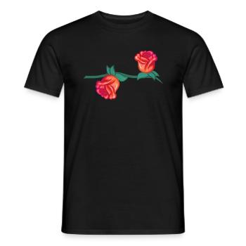 Red plants line flower rose branch natural - Men's T-Shirt - black - Front - AI Model Male 178 light (178cm)