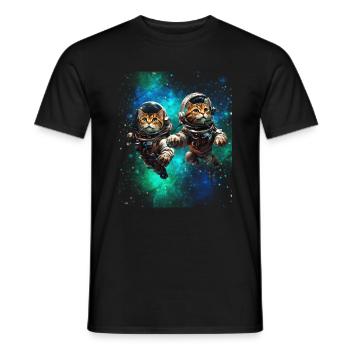 Katze im Weltall - Männer T-Shirt - Schwarz - Vorne - AI Model Male 178 light (178cm)