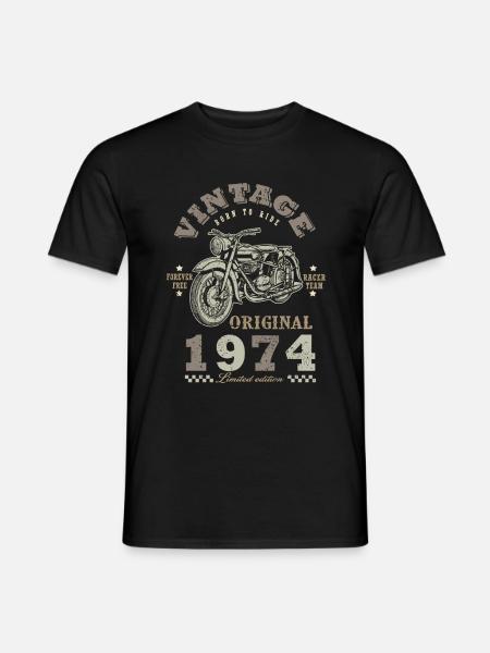 Motard Né 1974 anniversaire 1974 moto - T-shirt homme - noir