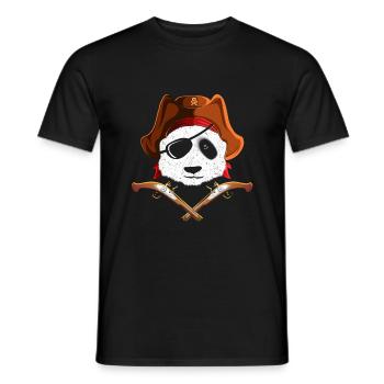 Piraten Panda Pandabär mit Augenklappe - Männer T-Shirt - Schwarz - Vorne - AI Model Male 178 light (178cm)