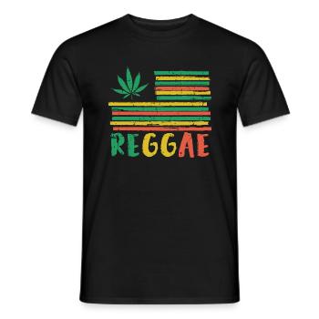 Drapeau reggae, Marley, drapeau rastafari, Jamaïque - T-shirt homme - noir - Devant - AI Model Male 178 light (178cm)