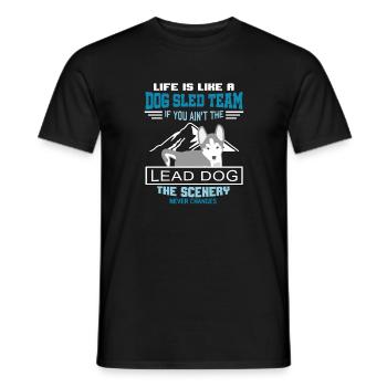 Dog Sled Team, sled dogs, Husky, Alaska - Men's T-Shirt - black - Front - AI Model Male 178 light (178cm)
