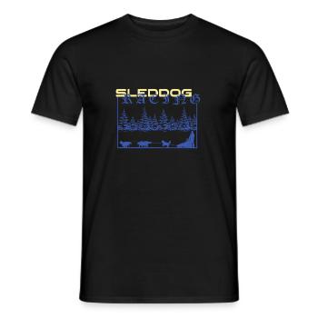Sleddog Racing, Hundeschlitten, Schlittenhunde - Männer T-Shirt - Schwarz - Vorne - AI Model Male 178 light (178cm)