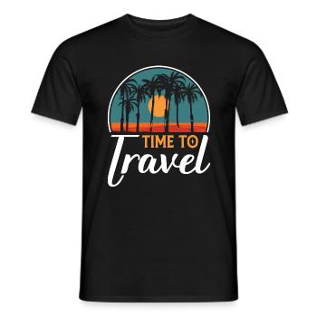 Time to travel summer sun beach holiday palm trees - Men's T-Shirt - black - Front - AI Model Male 178 light (178cm)