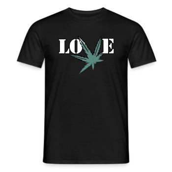 Love Cannabis Hanfblatt Liebe - Männer T-Shirt - Schwarz - Vorne - AI Model Male 178 light (178cm)