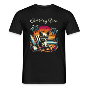 Chihuahua Summer Retro Vintage Beach Sunglasses - Men's T-Shirt - black - Front - AI Model Male 178 light (178cm)